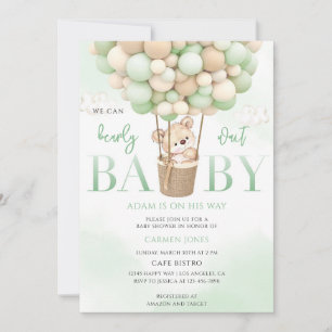 Invitation Baptême de Bébé Montgolfière Ours en Peluche