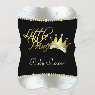 Invitation Baptême de bébé Petit Prince élégant noir et or