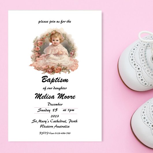 Invitation Baptême de bébé pour filles mignonnes