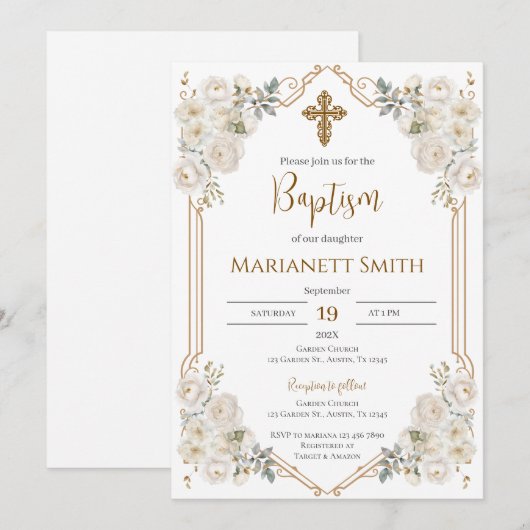 Invitation Baptême de Boho (Devant / Derrière)