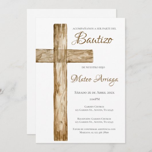 Invitation Baptême de Boho (Devant / Derrière)