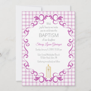 Invitation Baptême de bougie croisée à carreaux 006