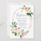 Invitation Baptême de cadre rose (Devant)