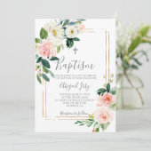 Invitation Baptême de cadre rose (Debout devant)