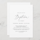 Invitation Baptême de calligraphie argentée (Devant / Derrière)