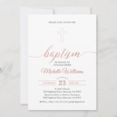 Invitation Baptême de calligraphie de couleur or rose (Devant)