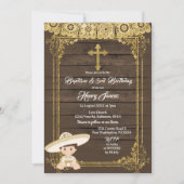 Invitation Baptême de Charro mexicain blanc et or & 3ème anni (Devant)
