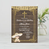 Invitation Baptême de Charro mexicain blanc et or & 3ème anni (Debout devant)