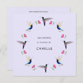 Invitation Baptême de colibri avec photo (Devant / Derrière)