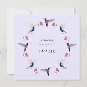 Invitation Baptême de colibri avec photo