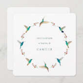 Invitation Baptême de Colibri français (Devant / Derrière)