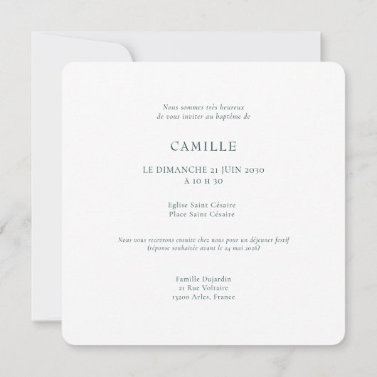 Invitation Baptême de Colibri français (Dos)