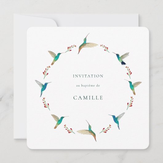 Invitation Baptême de Colibri français (Devant)