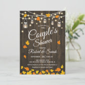 Invitation Baptême de Couple aux Feuilles de Bois Rustique (Debout devant)