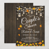 Invitation Baptême de Couple aux Feuilles de Bois Rustique (Devant / Derrière)