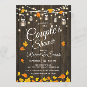 Invitation Baptême de Couple aux Feuilles de Bois Rustique