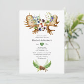 Invitation Baptême de couple de forêt rustique à l'aquarelle (Debout devant)