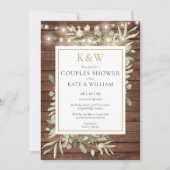 Invitation Baptême de Couple Monogramme en Or Rustique avec F (Devant)