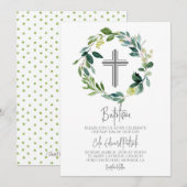 Invitation Baptême de couronne verte (Devant / Derrière)