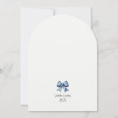 Invitation Baptême de crème élégante Bleu & Blanc Floral Bow (Dos)