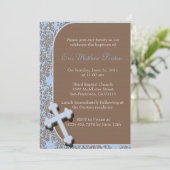 Invitation Baptême de Croix Bleue/Invitation au baptême (Debout devant)