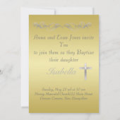 Invitation Baptême de Croix d'argent élégant (Dos)