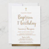 Invitation Baptême de Croix d'or des Faux blancs et 1er anniv (Devant)