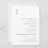 Invitation Baptême de Croix d'or minimal moderne (Devant)