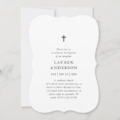 Invitation Baptême de croix élégant moderne simple chic (Devant)