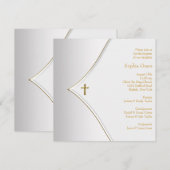 Invitation Baptême de croix en or blanc élégant (Devant / Derrière)