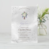Invitation Baptême de croix florale (Debout devant)