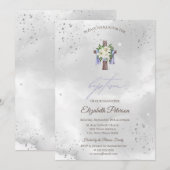 Invitation Baptême de croix florale (Devant / Derrière)