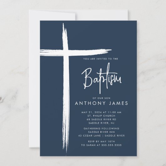 Invitation Baptême de Cross Boys moderne (Devant)