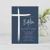 Invitation Baptême de Cross Boys moderne (Debout devant)