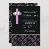 Invitation Baptême de Damas croisées| Brise (Devant / Derrière)