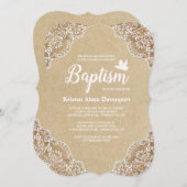Invitation Baptême de dentelle (Devant / Derrière)