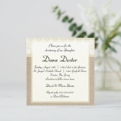 Invitation Baptême de dentelle beige brune (Debout devant)