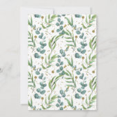 Invitation Baptême de feuillage doré eucalyptus rustique (Dos)
