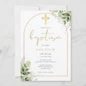 Invitation Baptême de feuillage floral de verdure d'arche élé (Devant)