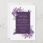 Invitation Baptême de feuillage violet. Plum violet botanique (Devant)