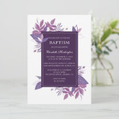 Invitation Baptême de feuillage violet. Plum violet botanique (Debout devant)