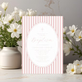Invitation Baptême de fille au script rose élégant