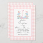 Invitation Baptême de fille, Baptême du Sud preppy (Devant / Derrière)