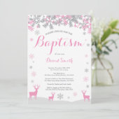 Invitation Baptême de fille de cerfs d'hiver (Debout devant)