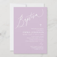 Invitation Baptême de fille de Croix Blanche viole