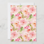 Invitation Baptême de fille élégant croix florale rose or (Dos)