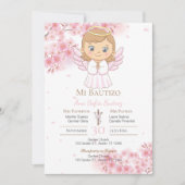 Invitation Baptême de fille rose (Devant)