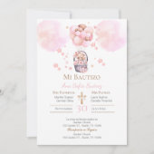 Invitation Baptême de fille rose (Devant)