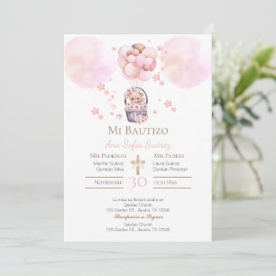 Invitation Baptême de fille rose