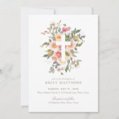 Invitation Baptême de fille rose (Devant)